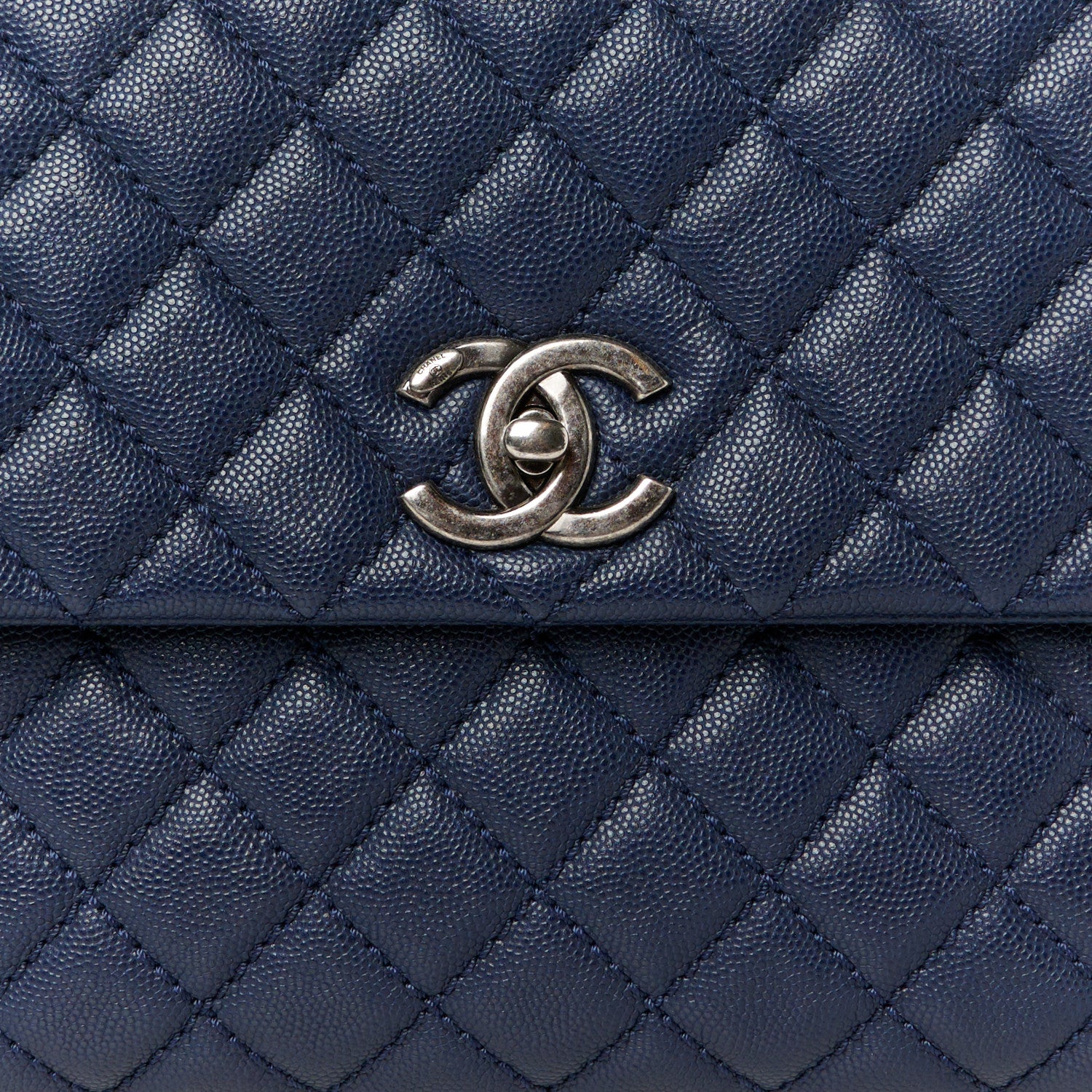 Chanel Caviar Quilted Medium Coco Handle Flap Navy Blue 9 of 12