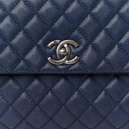 Chanel Caviar Quilted Medium Coco Handle Flap Navy Blue 9 of 12