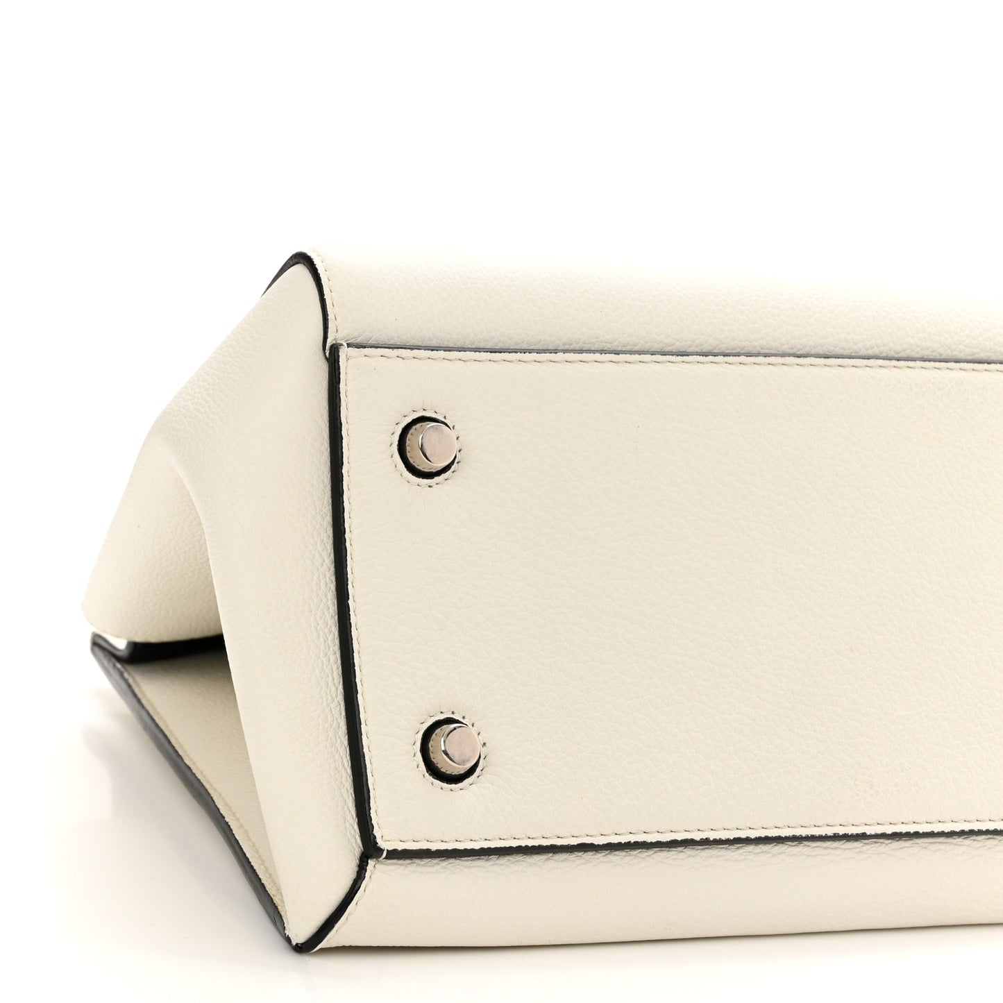 Grained Calfskin Medium Edge Shoulder Bag White