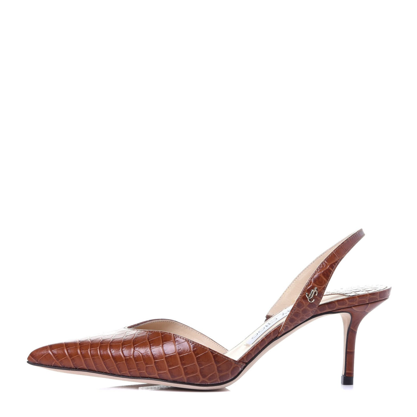 Calfskin Crocodile Embossed Thandi 65 Slingback Pumps 36.5 Cuoio