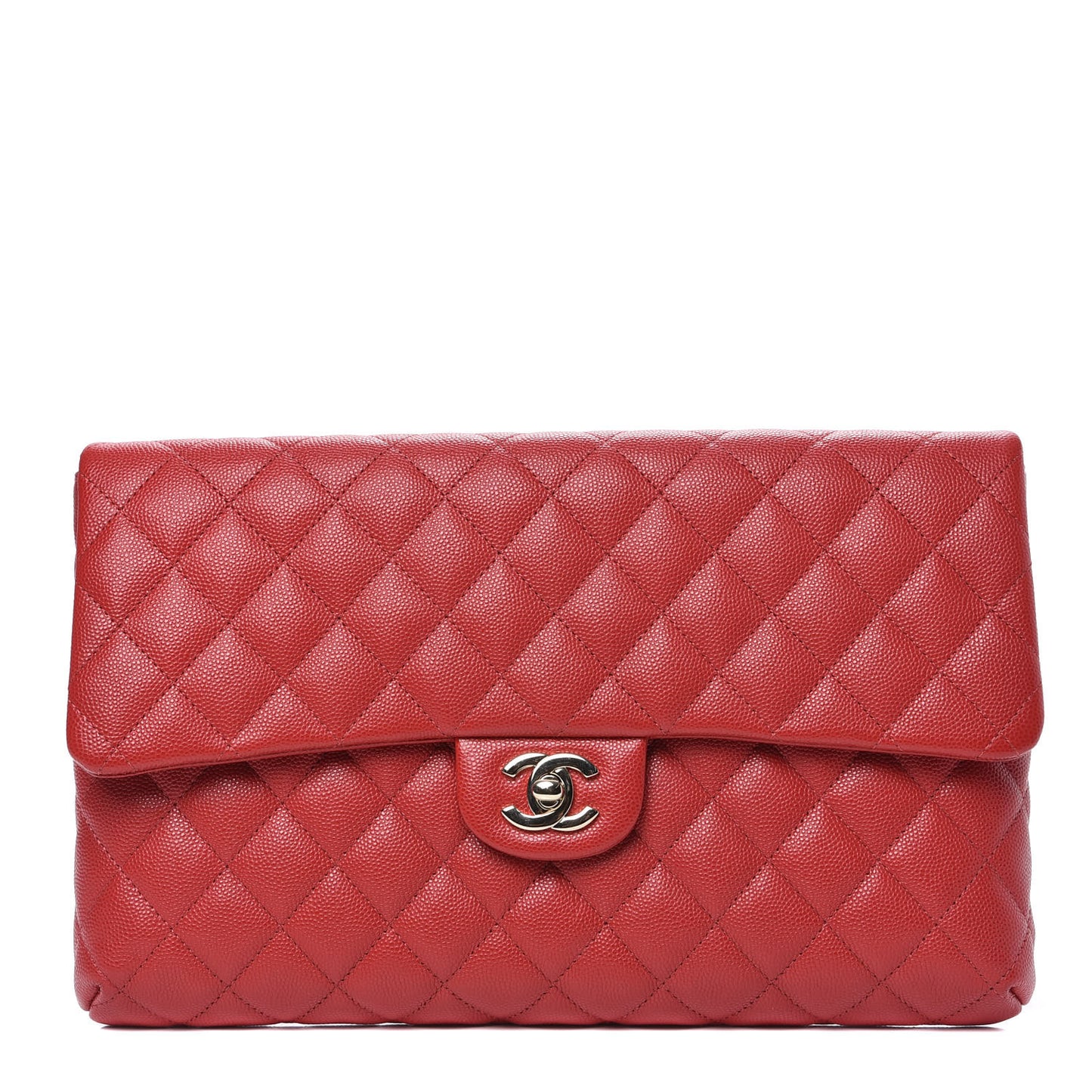 Caviar Quilted Flap Clutch Red