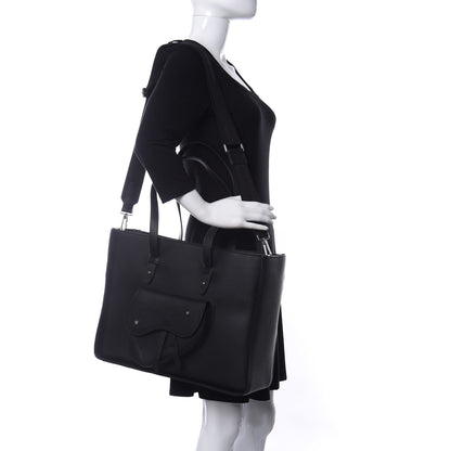 Christian Dior Grained Calfskin Saddle Tote Black 2 of 9