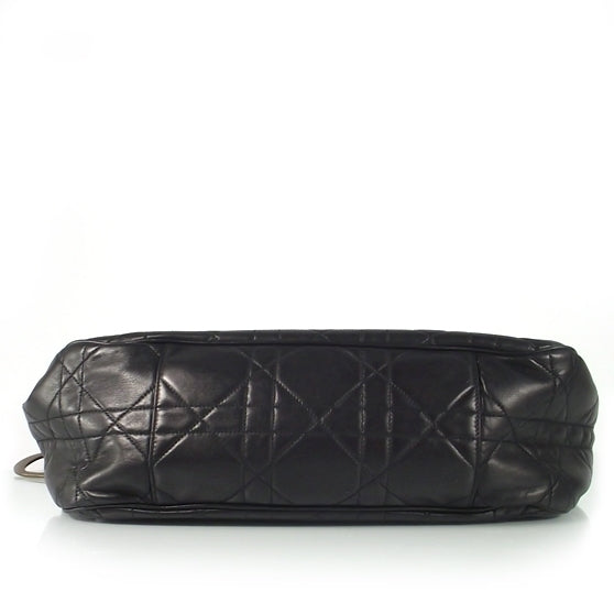 Leather Medium Cannage Tote Black
