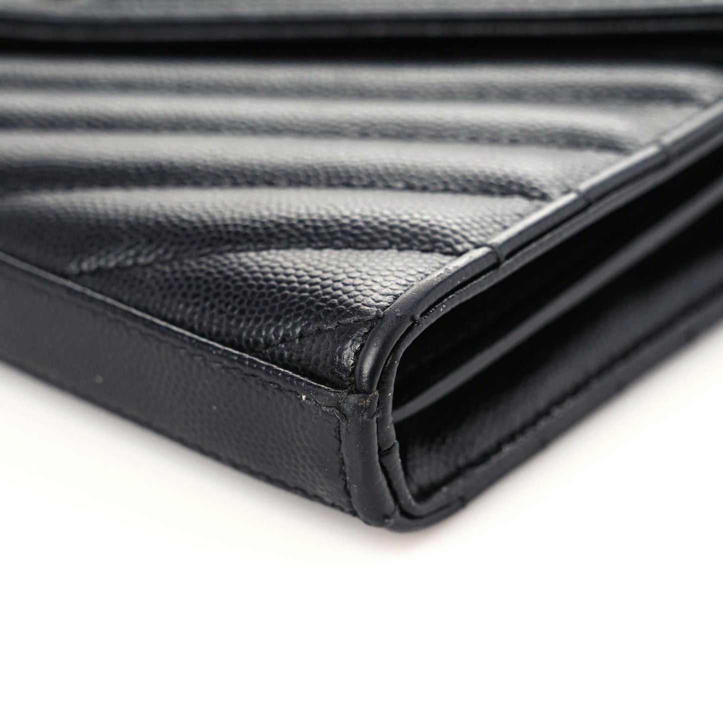 Grain De Poudre Matelasse Chevron Monogram Chain Wallet Black