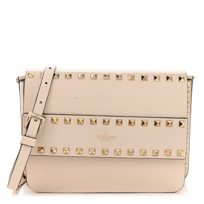 Valentino Garavani Grained Calfskin Small Rockstud Flap Crossbody Bag Light Ivory 1 of 12