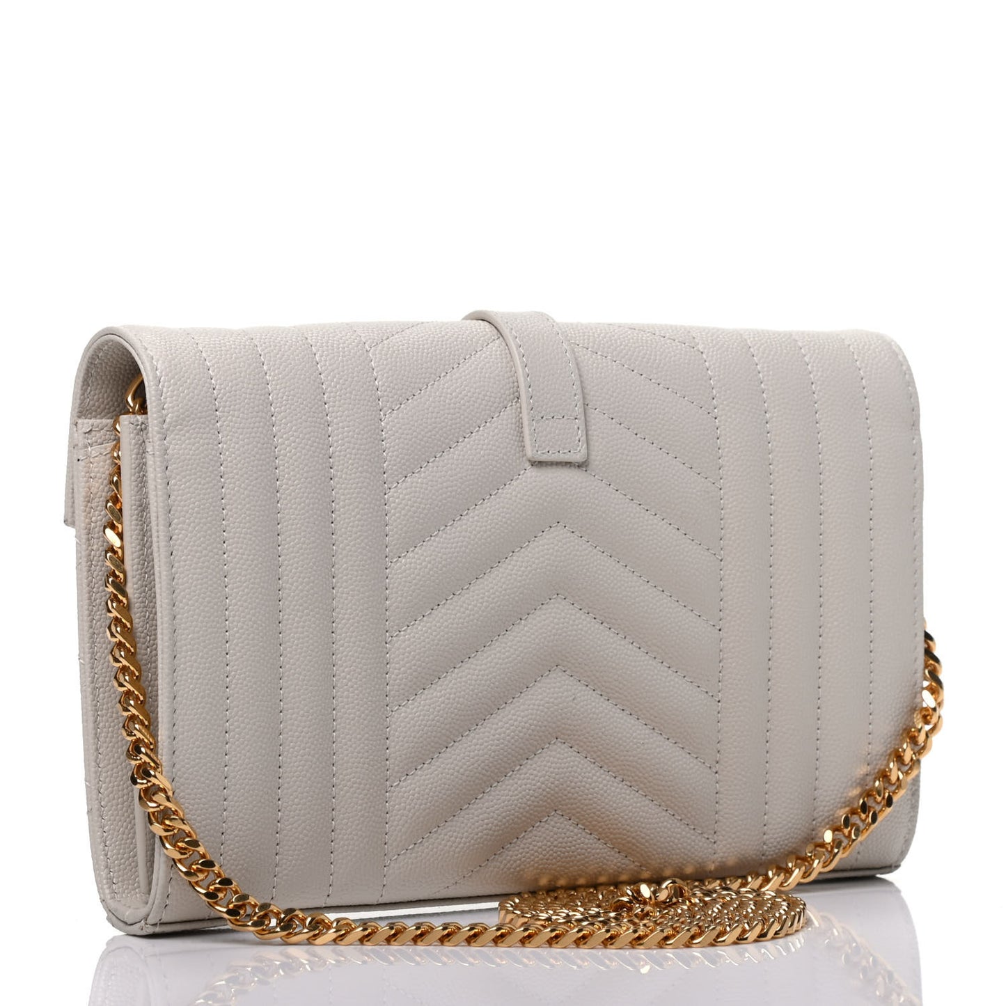 Grain De Poudre Mixed Matelasse Triquilt Monogram Chain Wallet Crema Soft