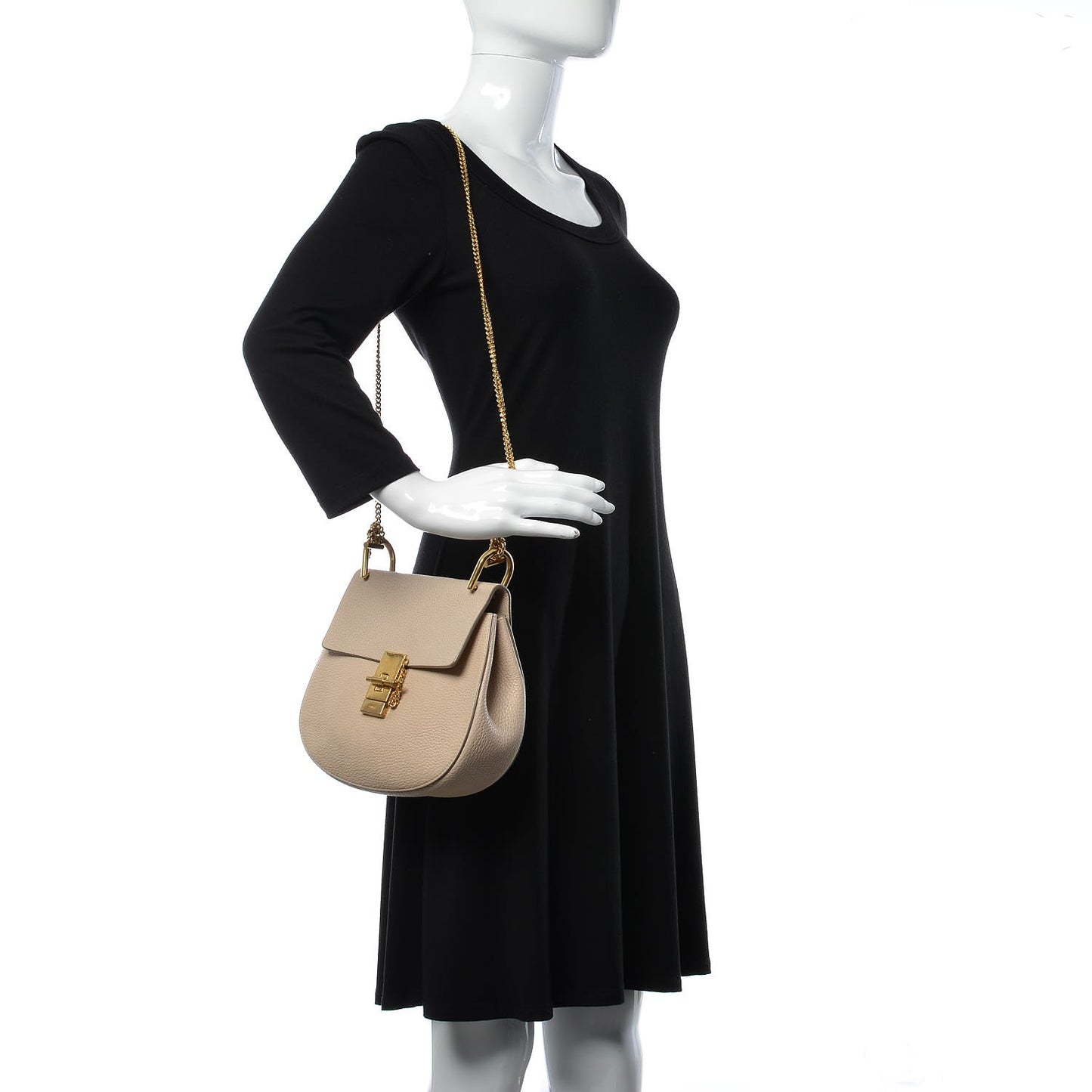 Grained Lambskin Drew Shoulder Bag Abstract White