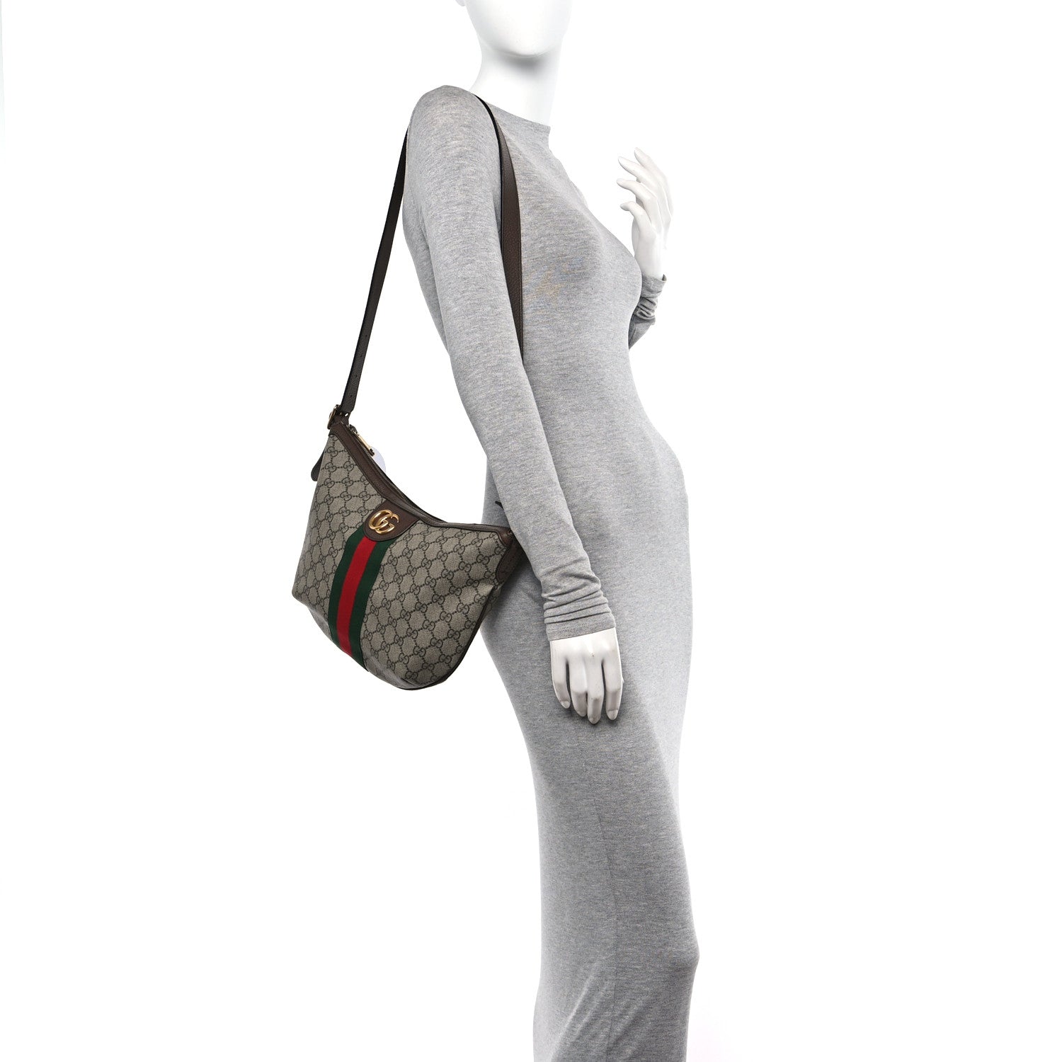 Gucci GG Supreme Monogram Web Small Ophidia Half Moon Hobo Brown 2 of 13