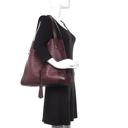 Mulberry Crocodile Embossed Matte Calfskin Millie Tote Burgundy 2 of 9