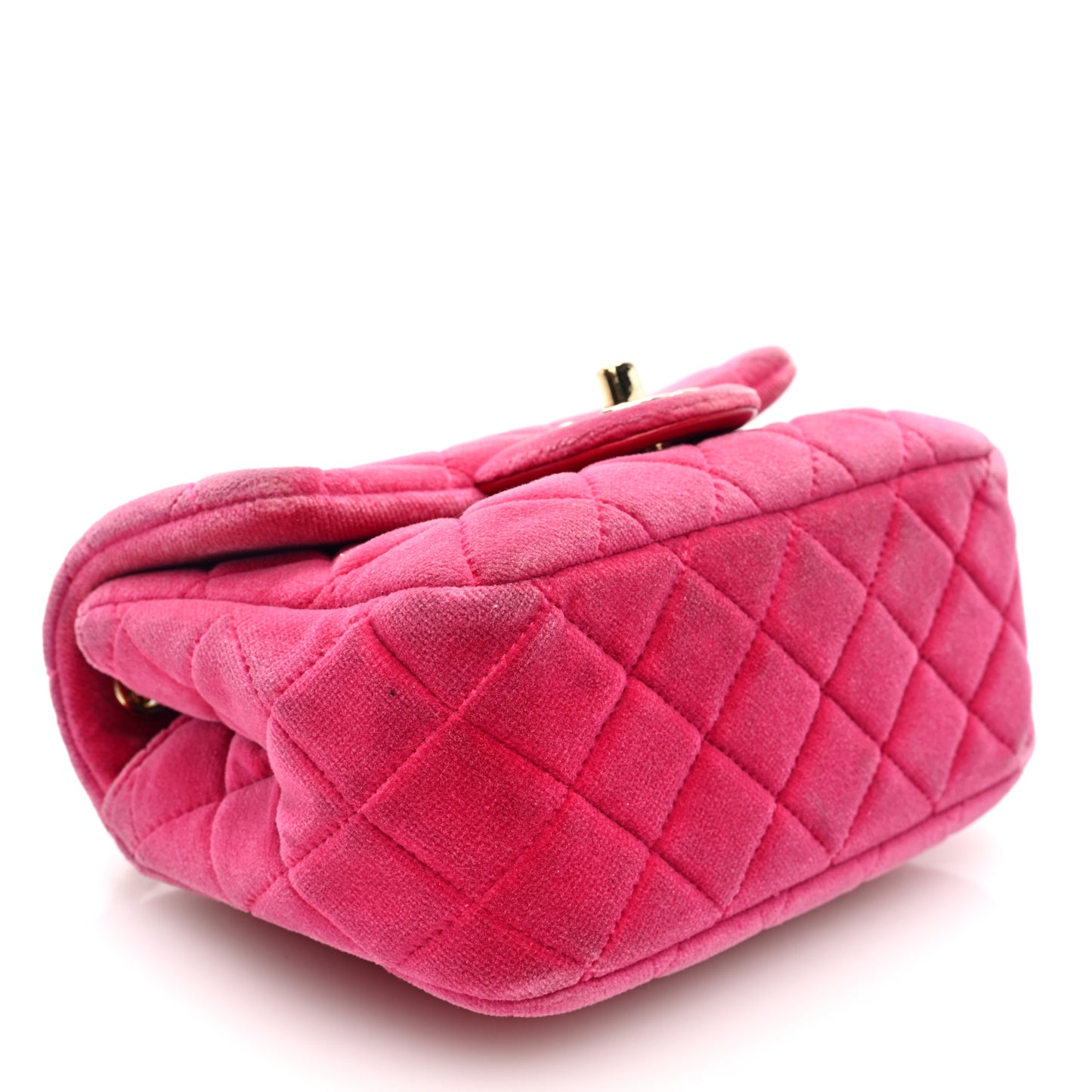 Velvet Quilted Mini Square Pearl Crush Flap Fuchsia
