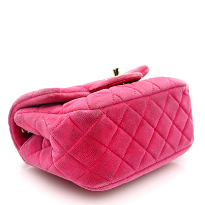 Chanel Velvet Quilted Mini Square Pearl Crush Flap Fuchsia 4 of 10