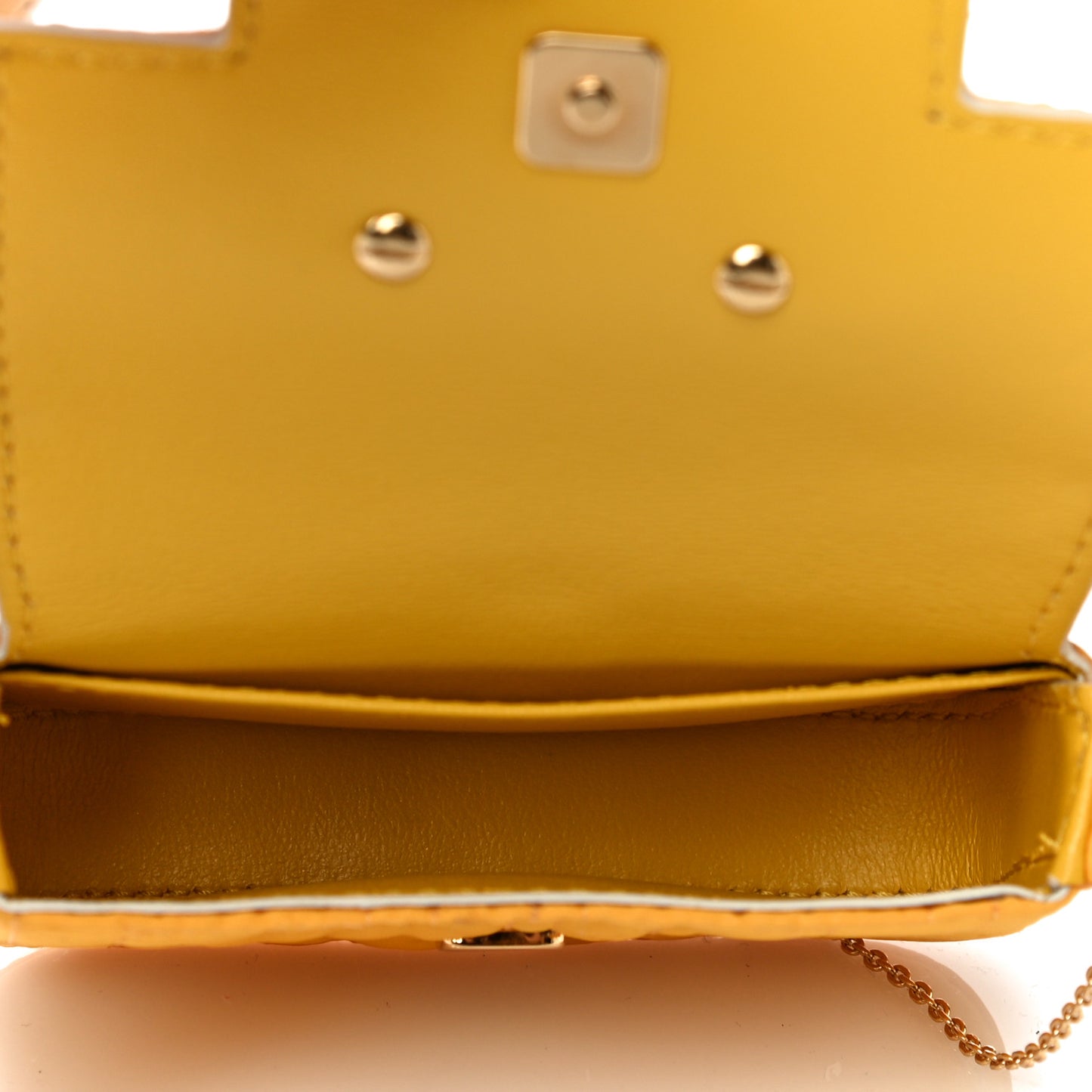 Nylon FF Embroidered Nano Baguette Maxi Handle Charm Yellow