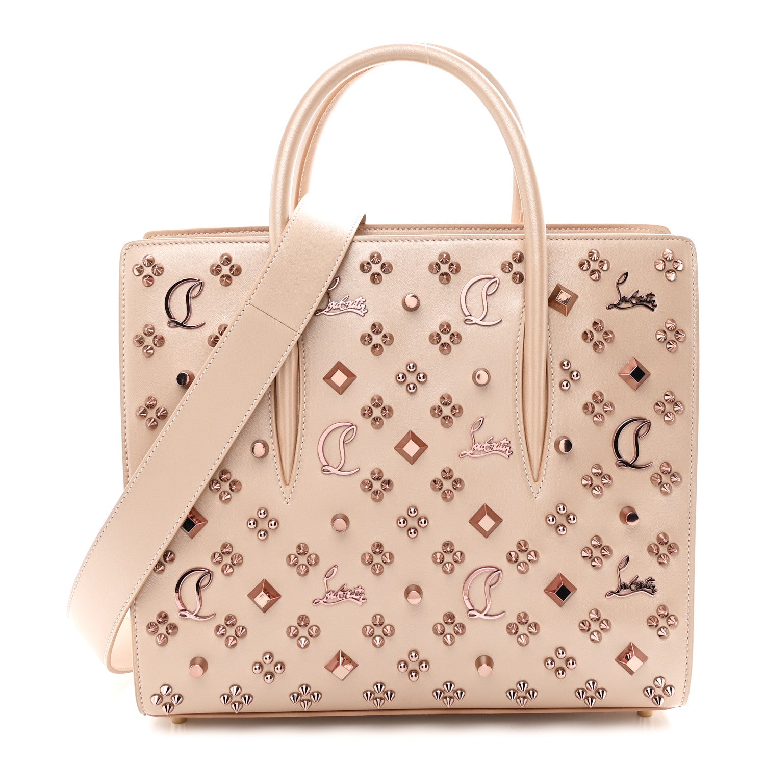 Christian Louboutin Calfskin Spikes Loubinthesky Medium Paloma Leche 1 of 9