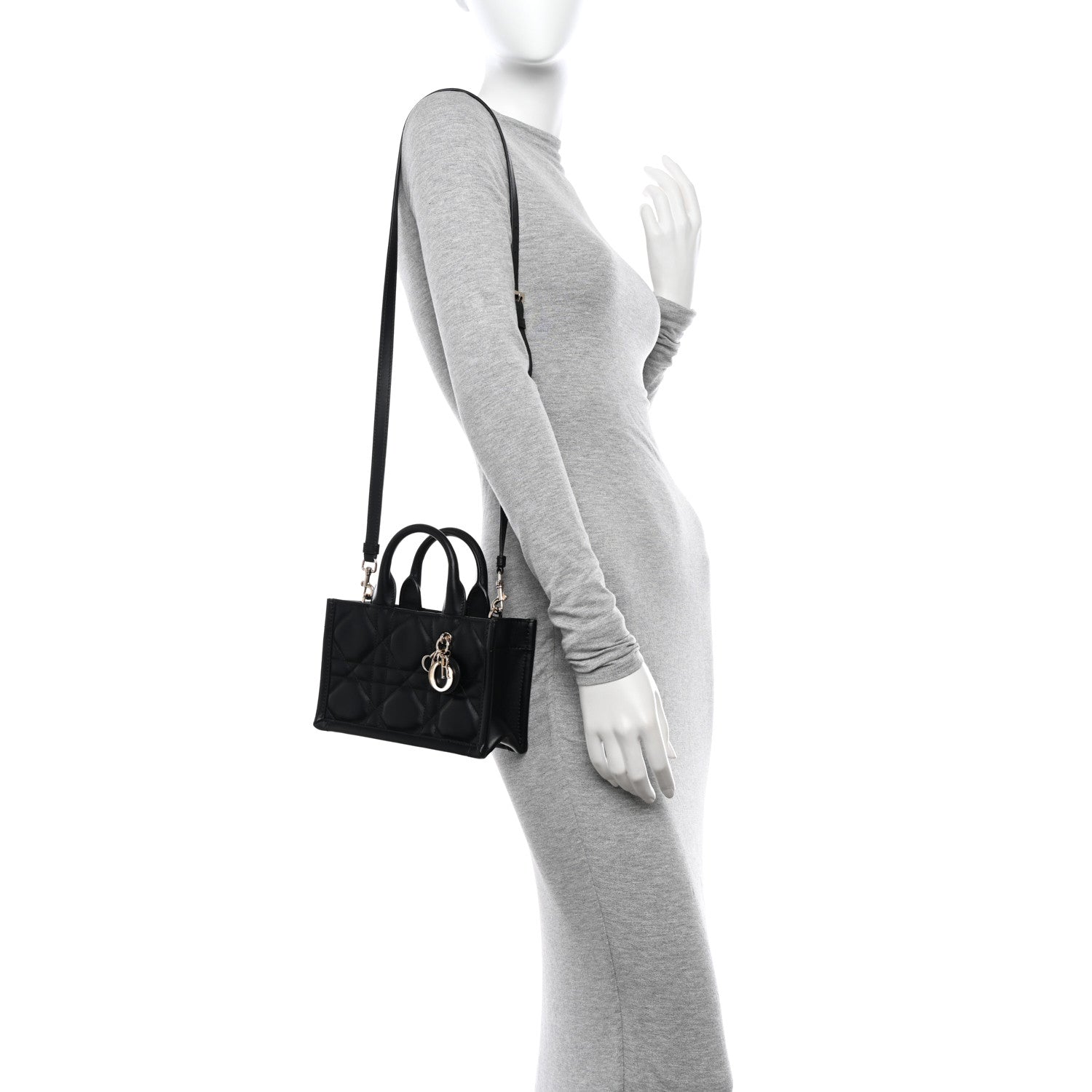 Christian Dior Calfskin Macrocannage Mini Book Tote Black 3 of 10