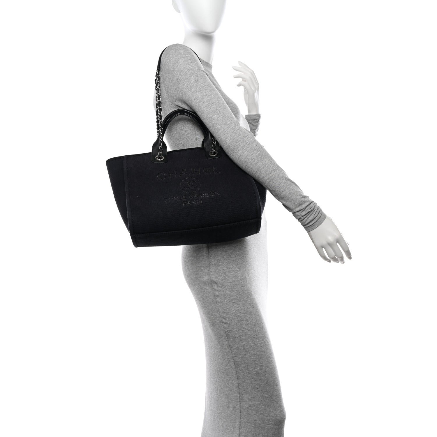 Chanel Mixed Fibers Small Deauville Tote Navy Blue 2 of 12