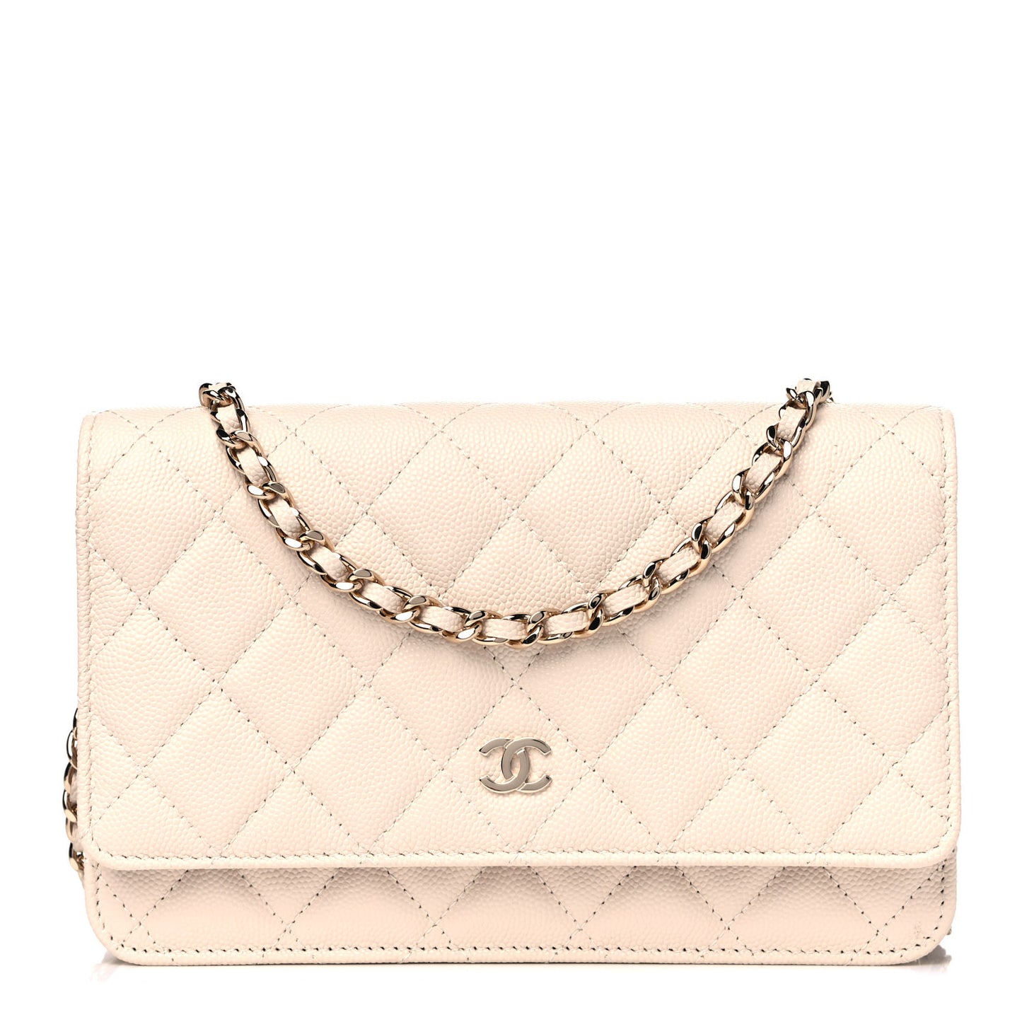 Caviar Quilted Wallet On Chain WOC Light Beige