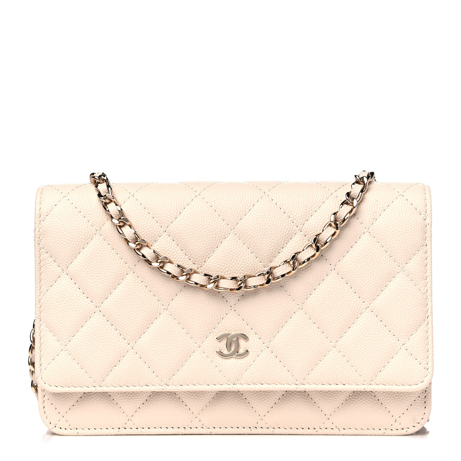 Chanel Caviar Quilted Wallet On Chain WOC Light Beige 1 of 12