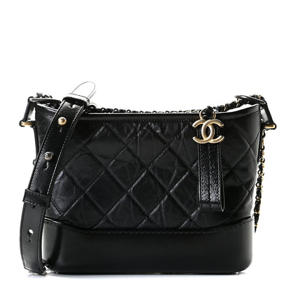 Chanel Aged Calfskin Quilted Small Gabrielle Hobo Black 1 of 10