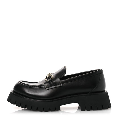 Gucci Betis Glamour Calfskin Womens Horsebit Loafers 37.5 Black 1 of 12