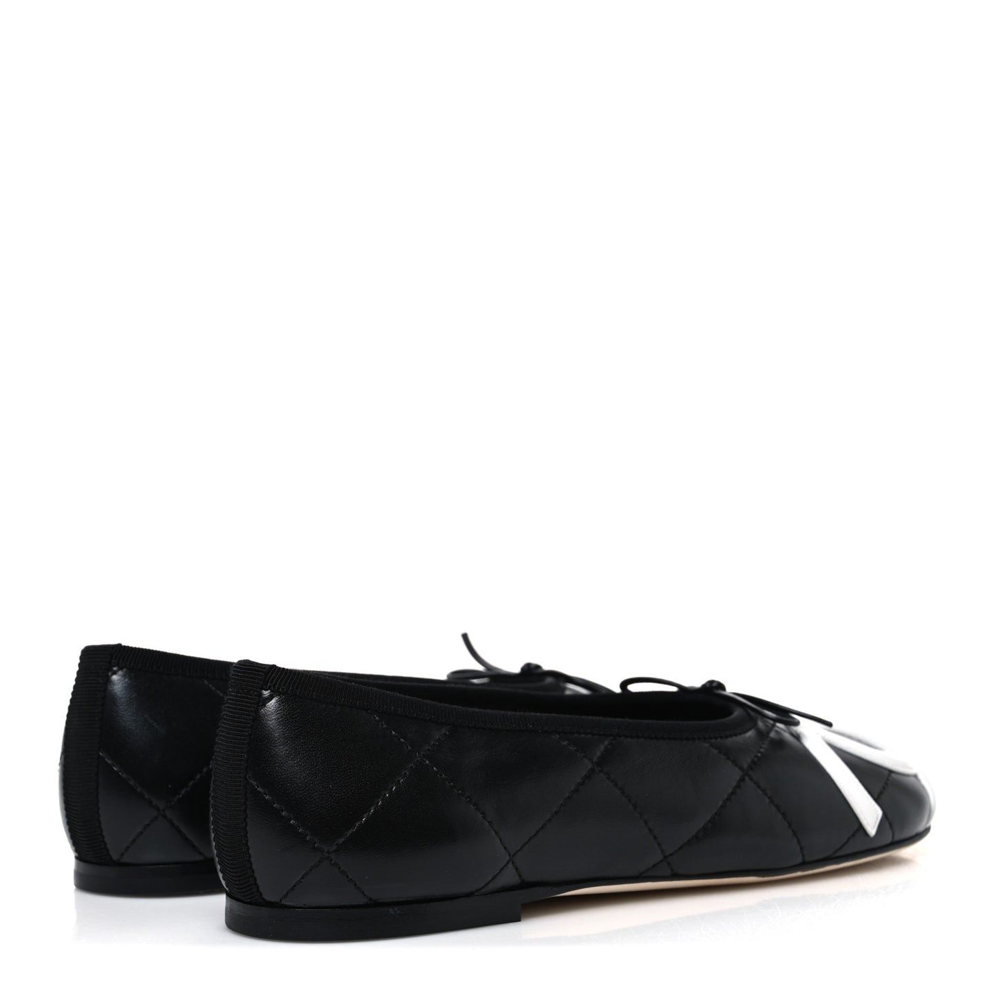 Lambskin Quilted CC Cambon Ballet Flats 38.5 Black White