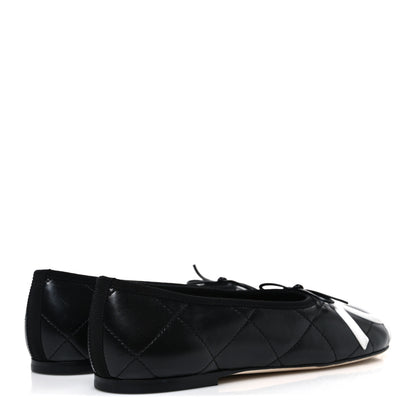 Chanel Lambskin Quilted CC Cambon Ballet Flats 38.5 Black White 5 of 11