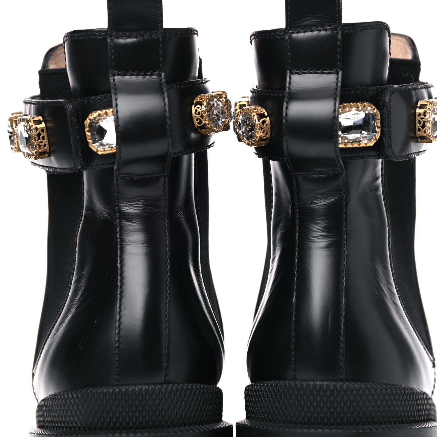 Gucci Calfskin Crystal GG Trip Chelsea Ankle Boots 39.5 Black 11 of 17