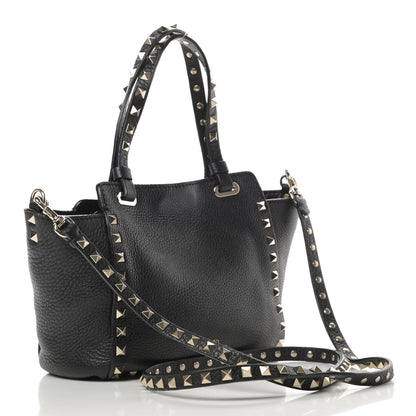 Valentino Garavani Pebbled Calfskin Mini Rockstud Tote Black 3 of 10