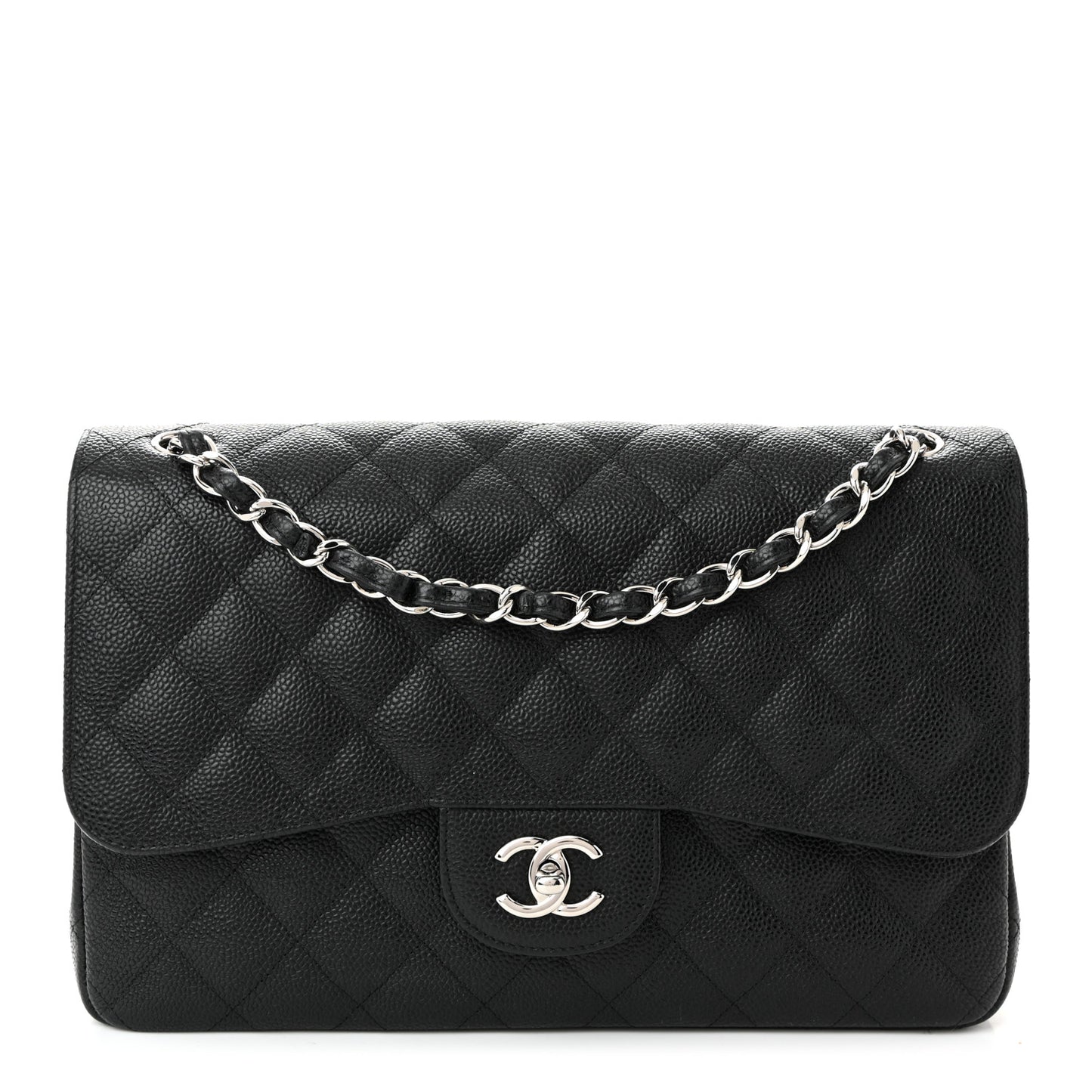 Caviar Quilted Jumbo Double Flap Black