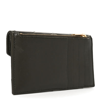 Saint Laurent Calfskin Matelasse Chevron Monogram Fragments Zippered Card Case Light Musk 3 of 8