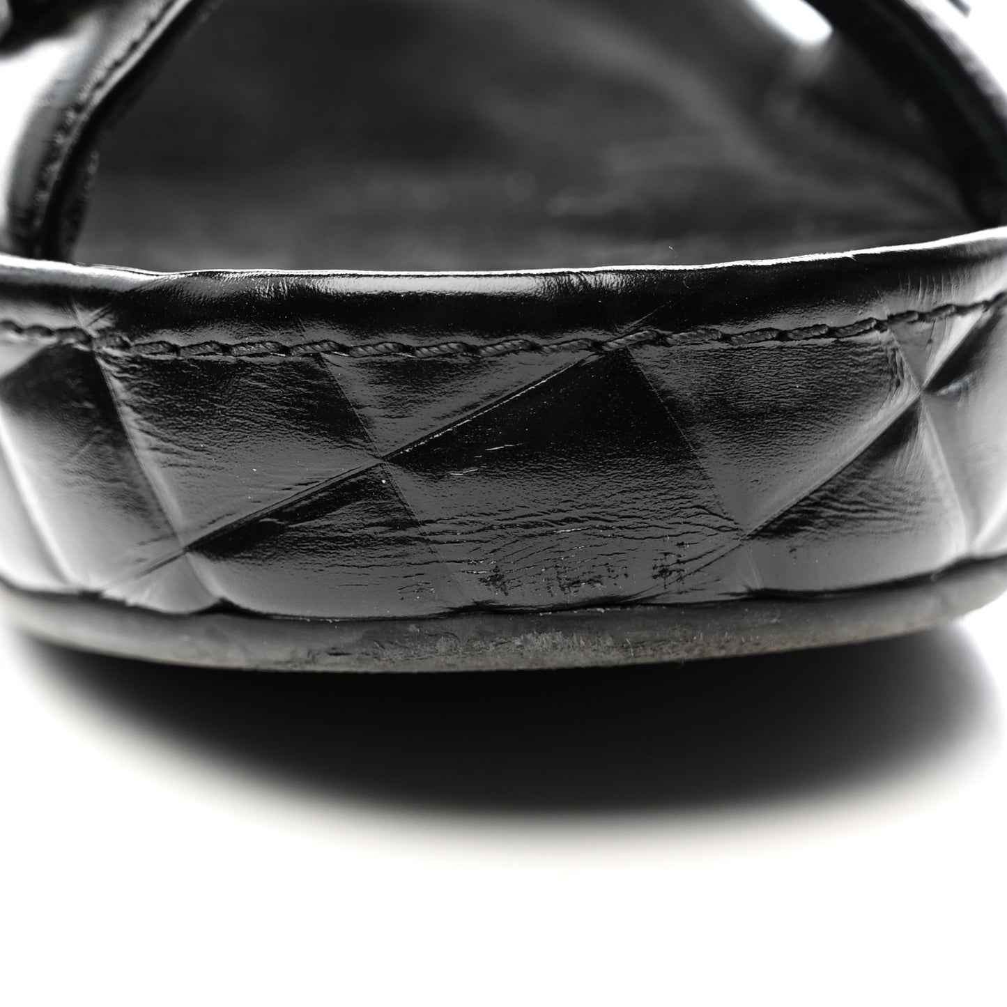 Shiny Calfskin Logo Platform Sandals 39 Black