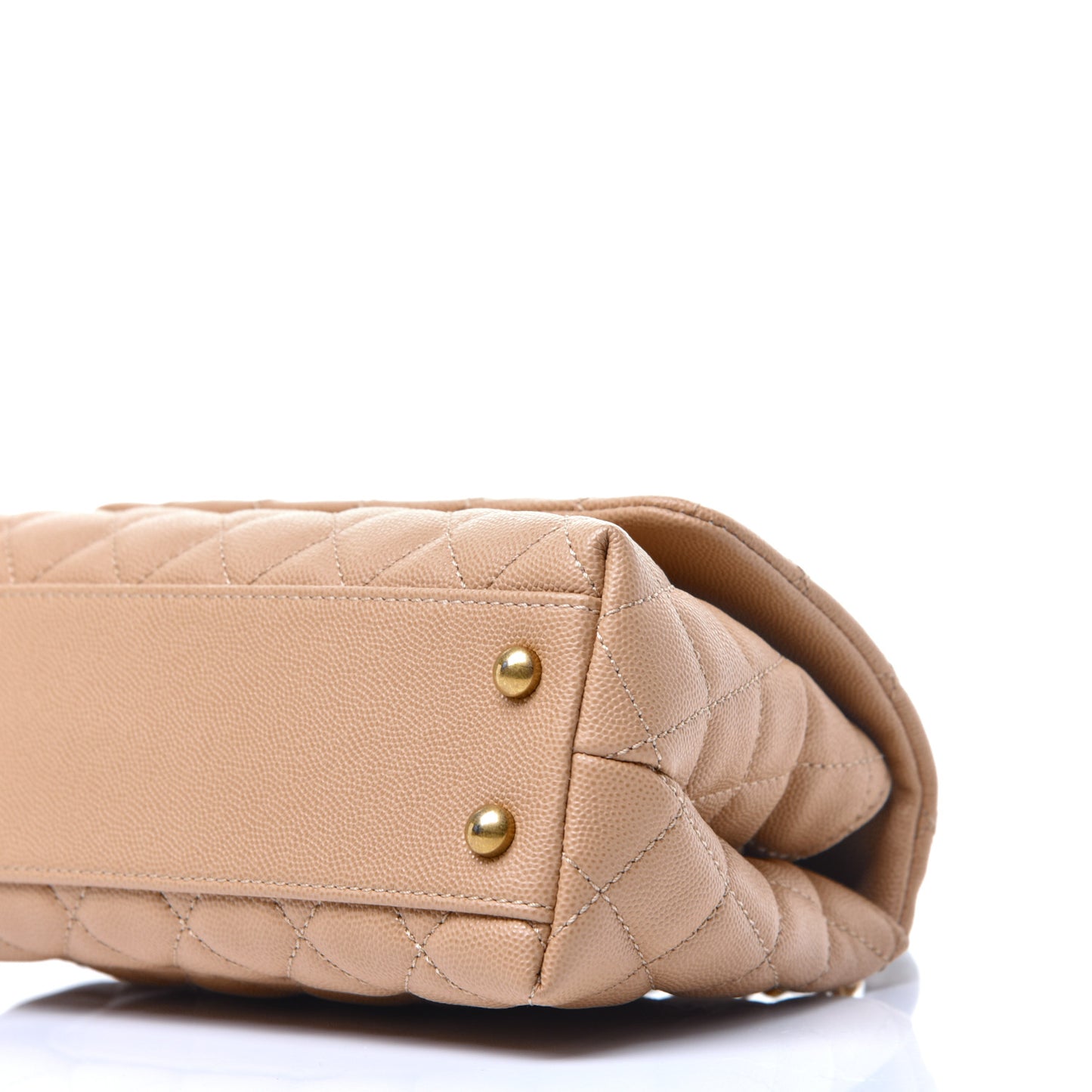 Caviar Lizard Embossed Quilted Mini Coco Handle Flap Beige
