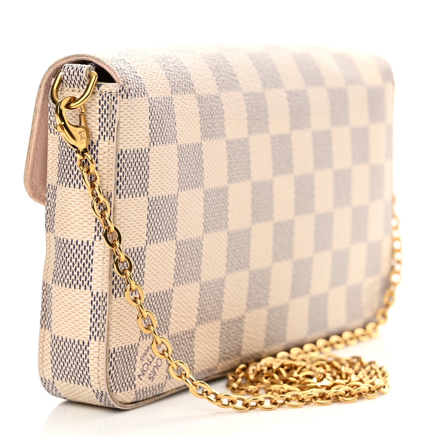 Louis Vuitton Damier Azur Pochette Felicie Chain Wallet Rose Ballerine 4 of 15