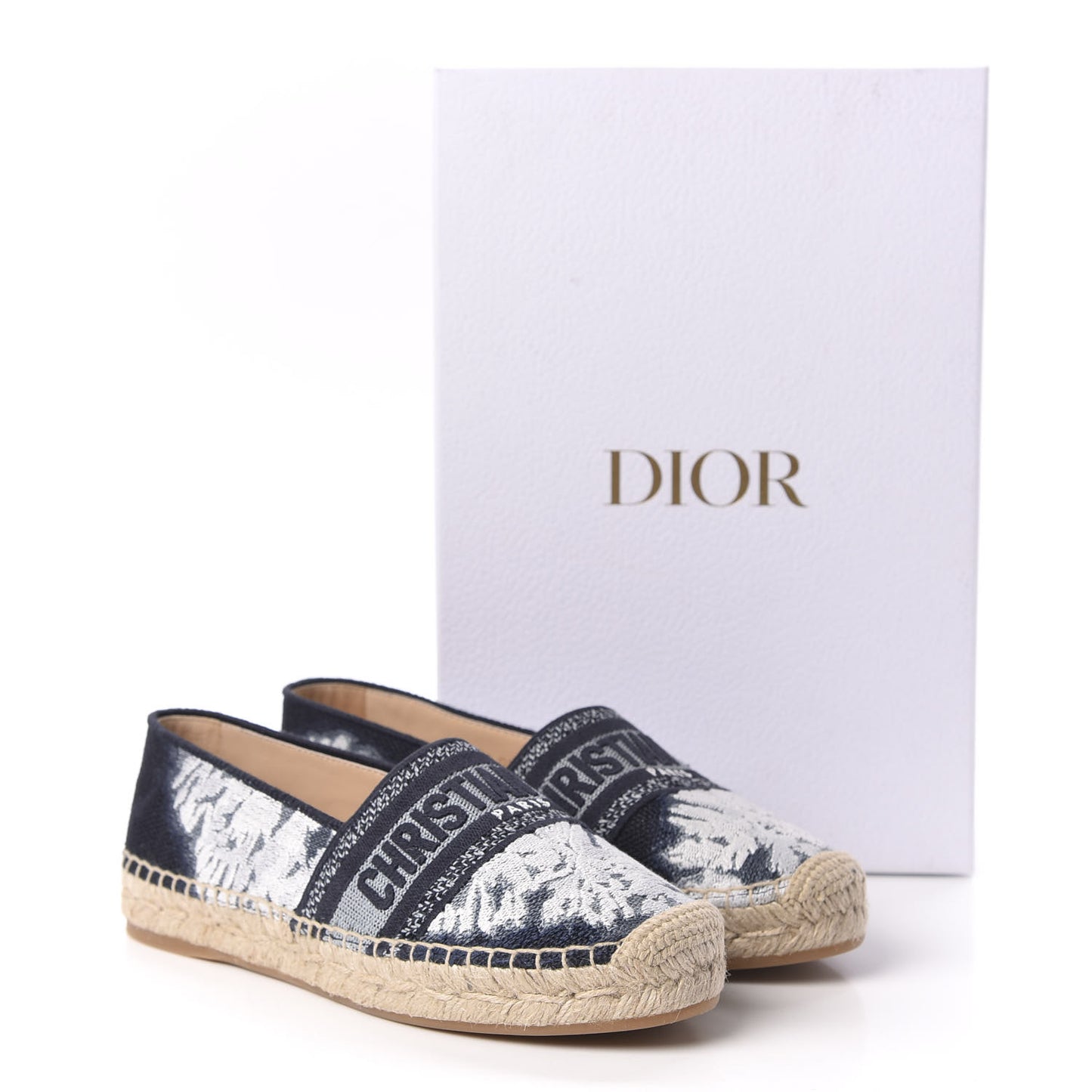 Canvas Tie and Dior Embroidered Granville 15mm Espadrilles 37.5 Denim