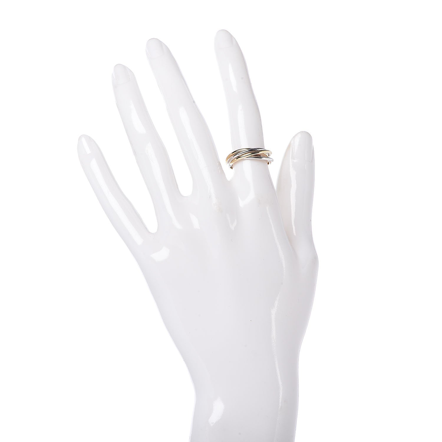 Cartier 18K Pink White Yellow Gold 5 Band Trinity Ring 48 4.5 2 of 4
