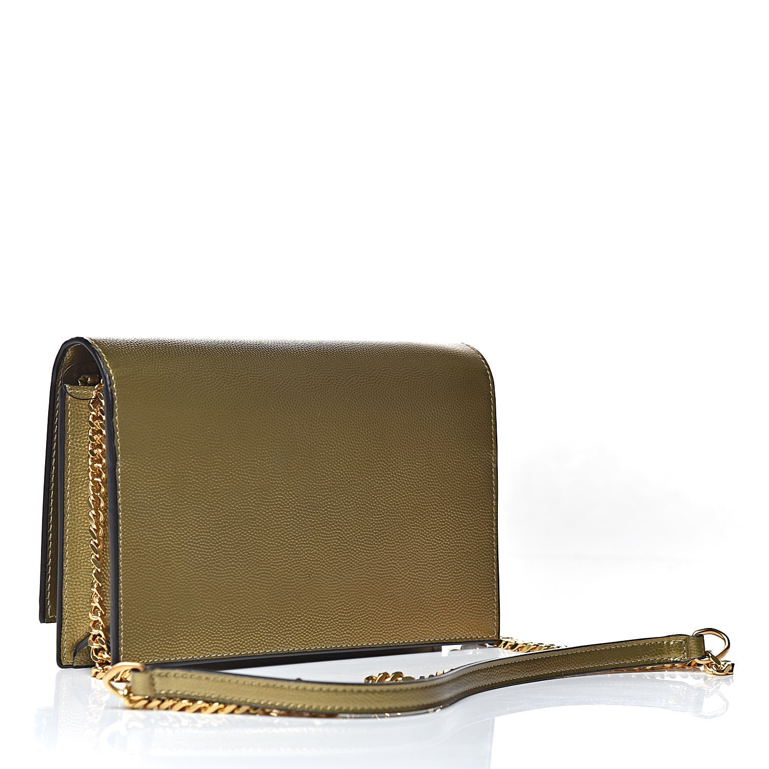 Saint Laurent Metallic Grain De Poudre Kate Monogram Tassel Chain Wallet Gold 4 of 11
