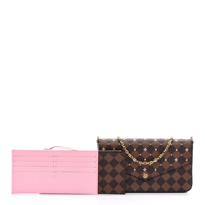Louis Vuitton Damier Ebene Studded Pochette Felicie Chain Wallet 3 of 9