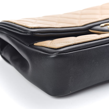 Chanel Calfskin Quilted Medium Graphic Flap Beige Black 8 of 17