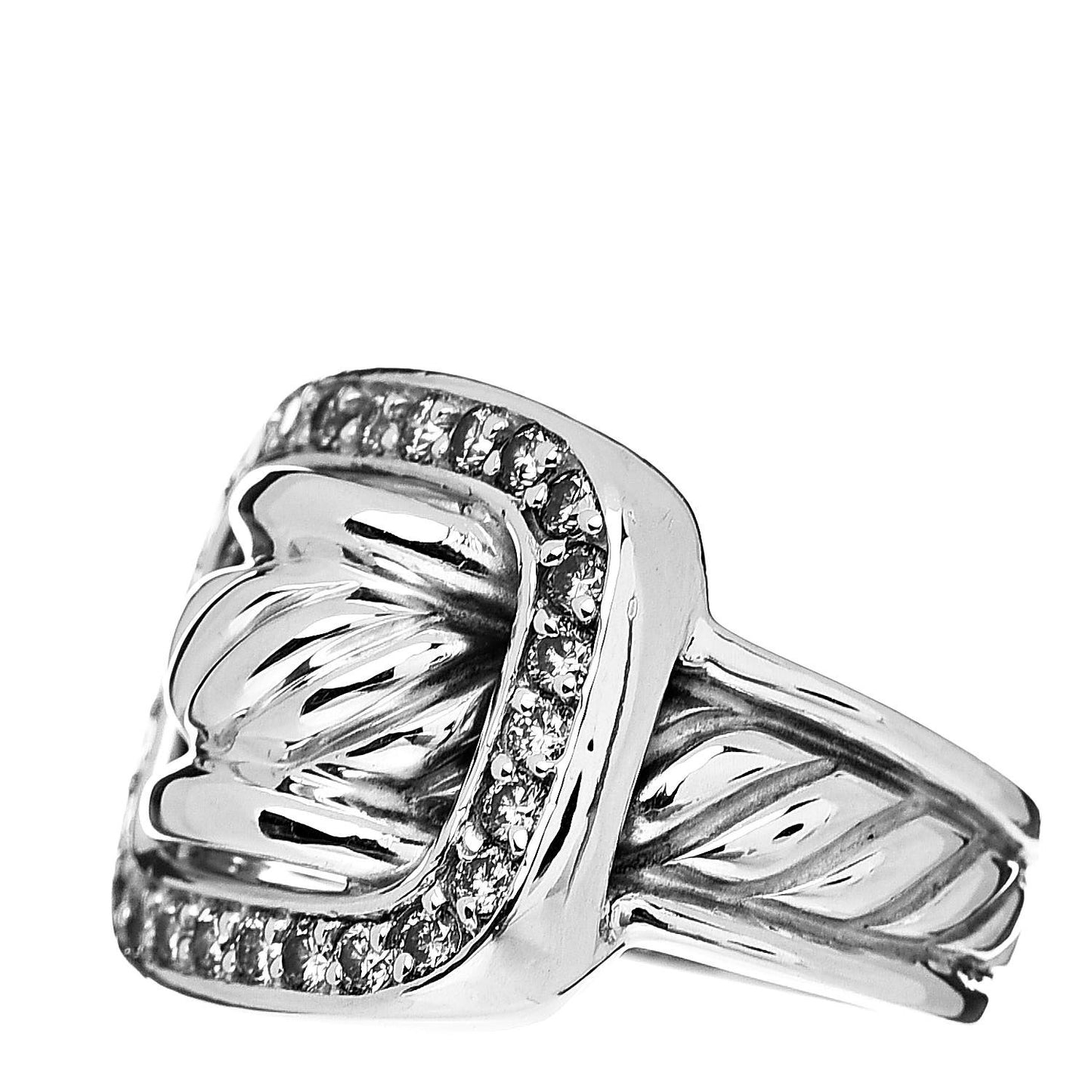 Sterling Silver Diamond Buckle Ring 51 5.75