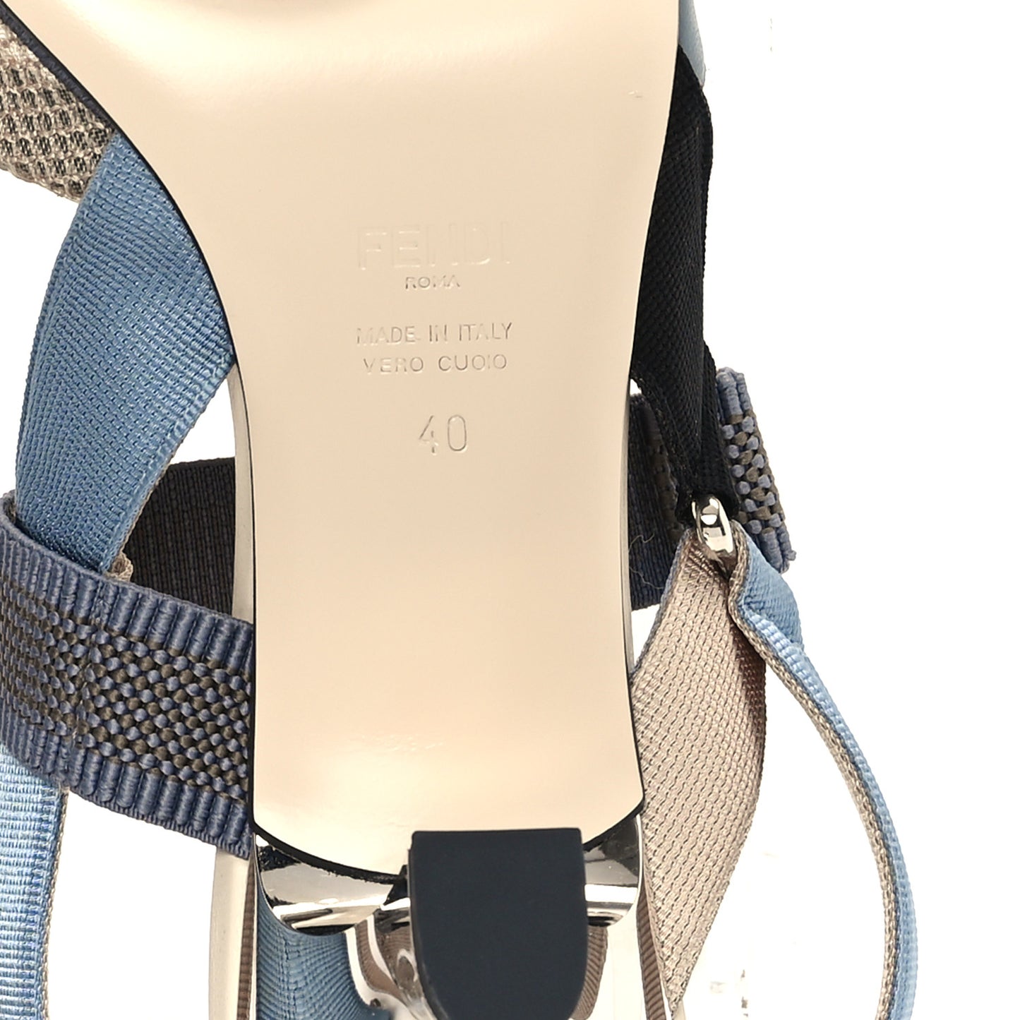 Mesh Lambskin Crystal FF Colibri 85mm Slingback Pumps 40 Blue