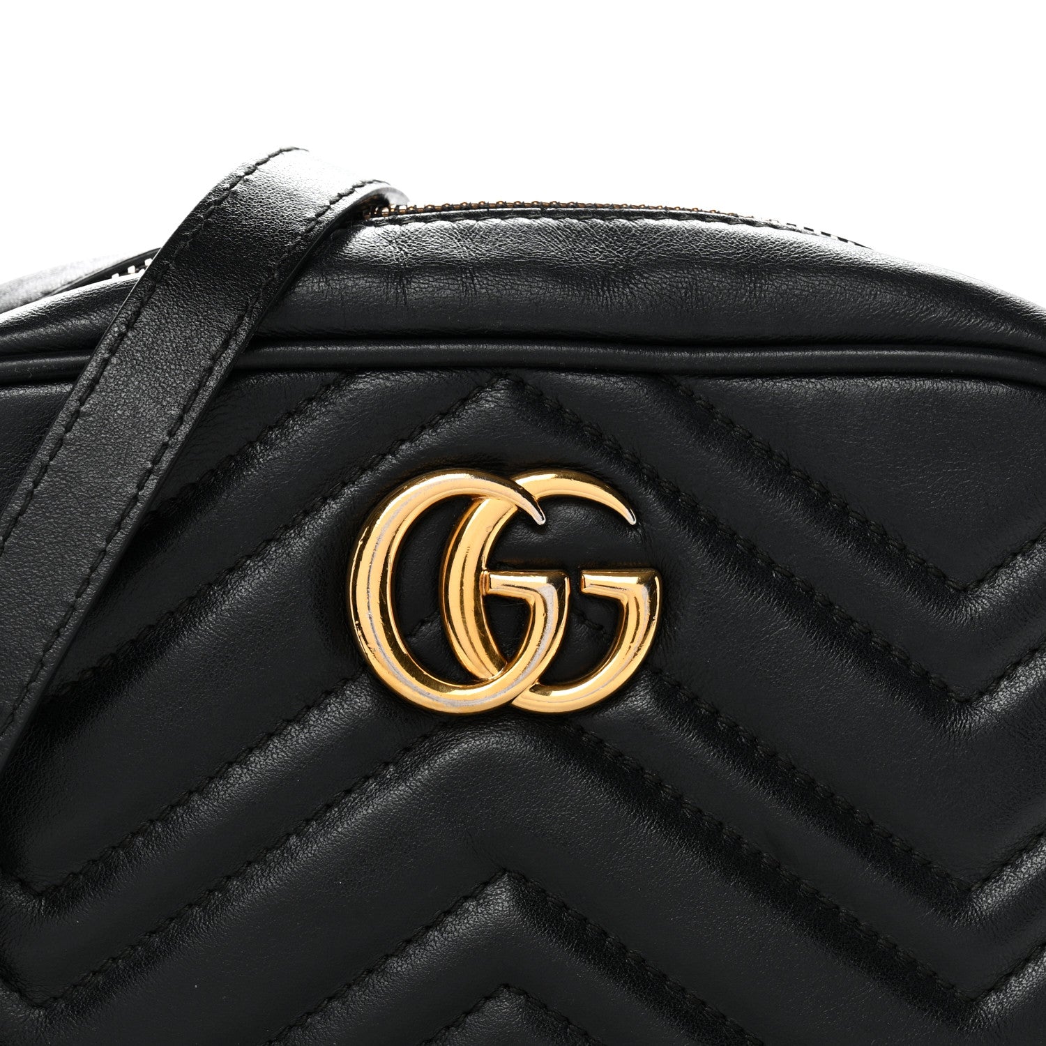 Gucci Calfskin Matelasse Mini GG Marmont Chain Shoulder Bag Black 8 of 14