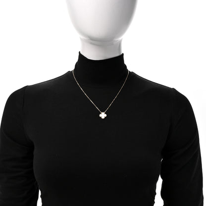 Van Cleef & Arpels 18K Yellow Gold Mother of Pearl Vintage Alhambra Pendant Necklace 2 of 5