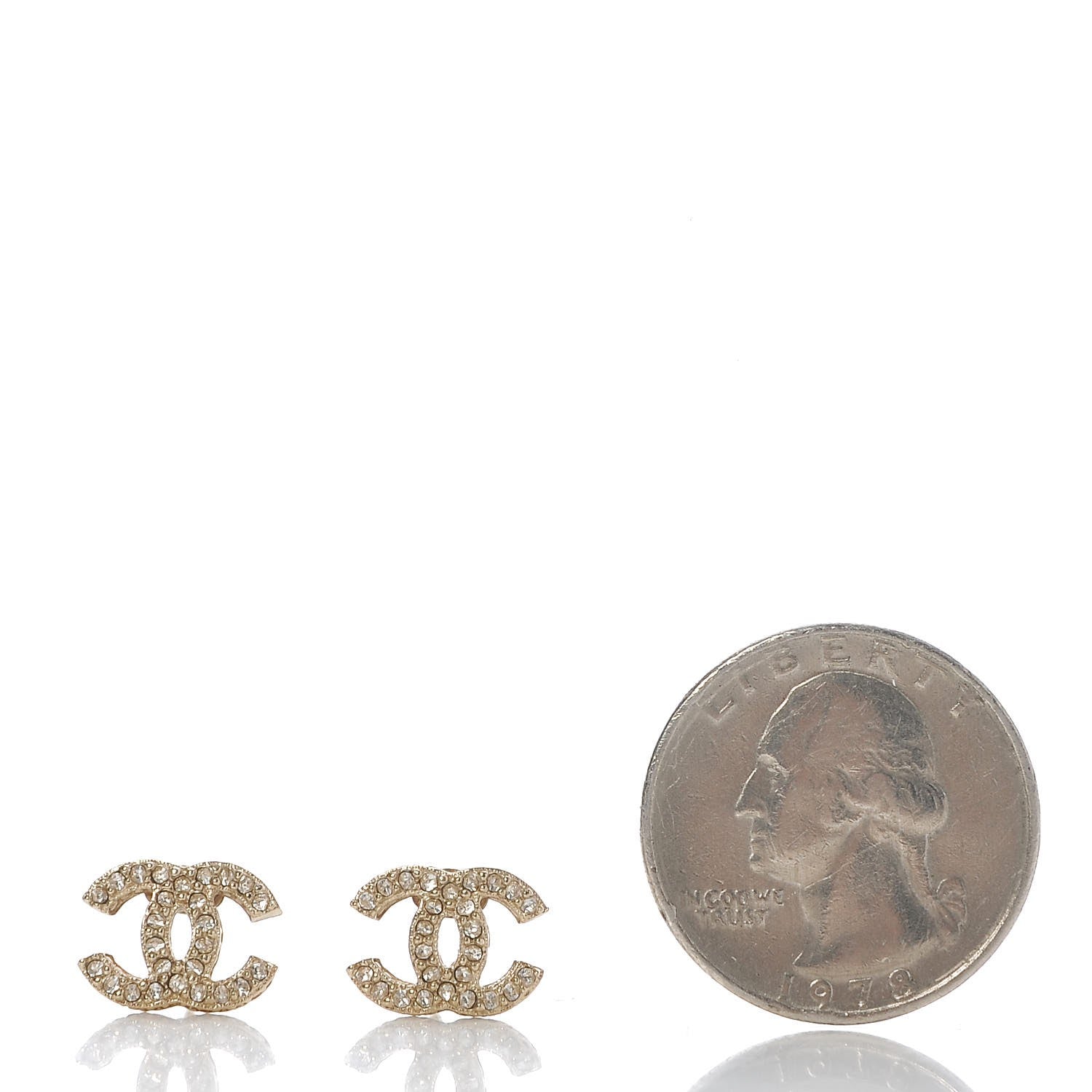Chanel Crystal CC Earrings Light Gold 2 of 7