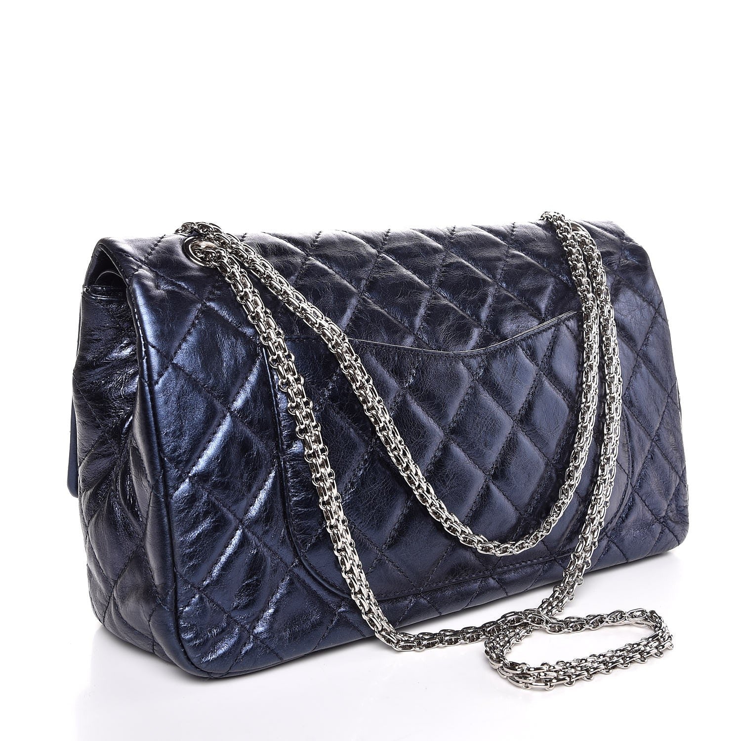 Chanel Metallic Aged Calfskin 2.55 Reissue Flap 227 Blue 4 of 8