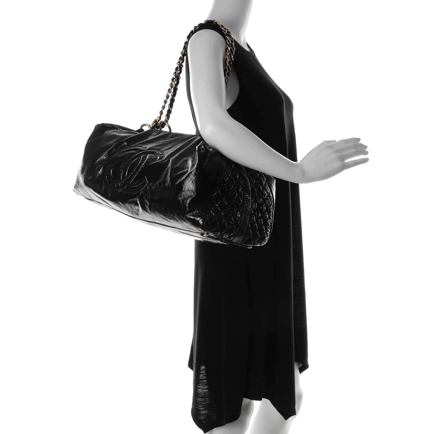Chanel Vinyl XXL Rock and Chain Bowler Black 2 of 8