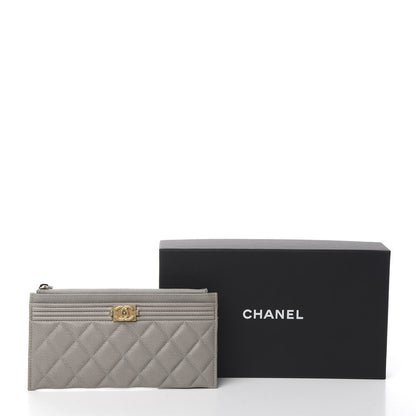 Chanel Caviar Quilted Classic Zip Boy Pouch Grey 7 of 7