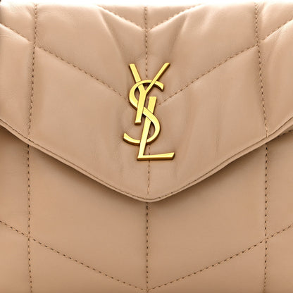 Saint Laurent Lambskin Quilted Toy Loulou Puffer Monogram Chain Satchel Dark Beige 8 of 10