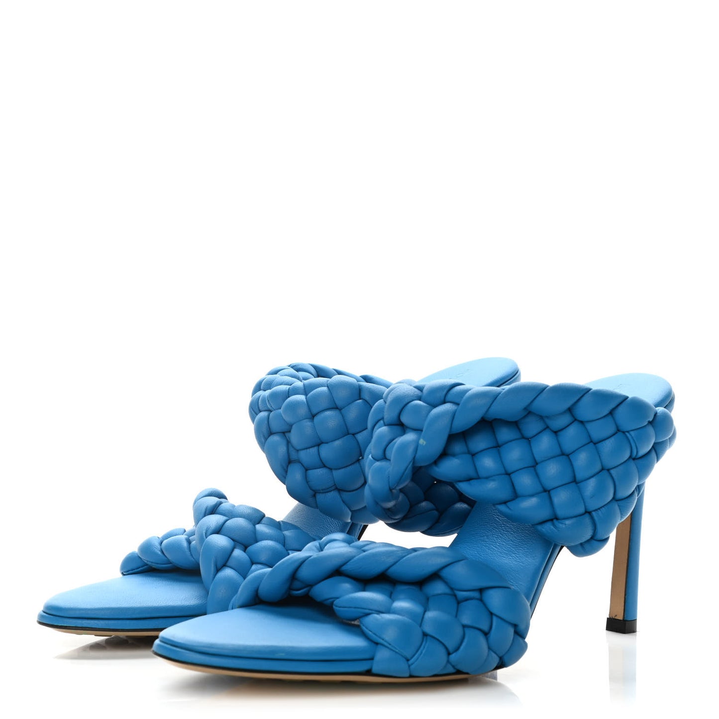 Nappa Twisted Padded Intrecciato Curve Slide Sandals 40.5 Bleuette