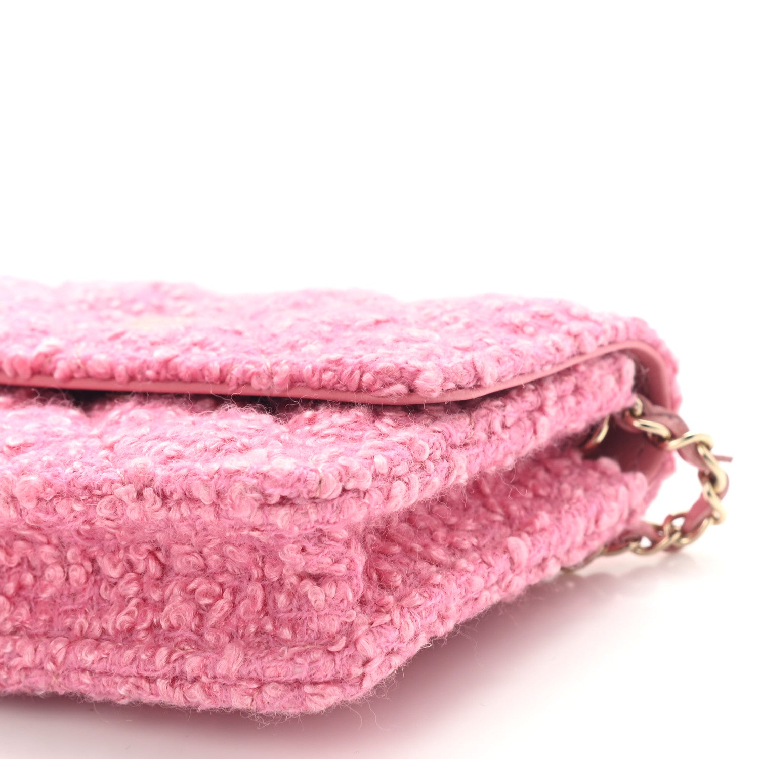 Chanel Tweed Quilted Flap Chain Waist Bag Pink 10 of 10
