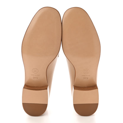 Chanel Lambskin Quilted Womens CC Loafers 38.5 Beige 5 of 8