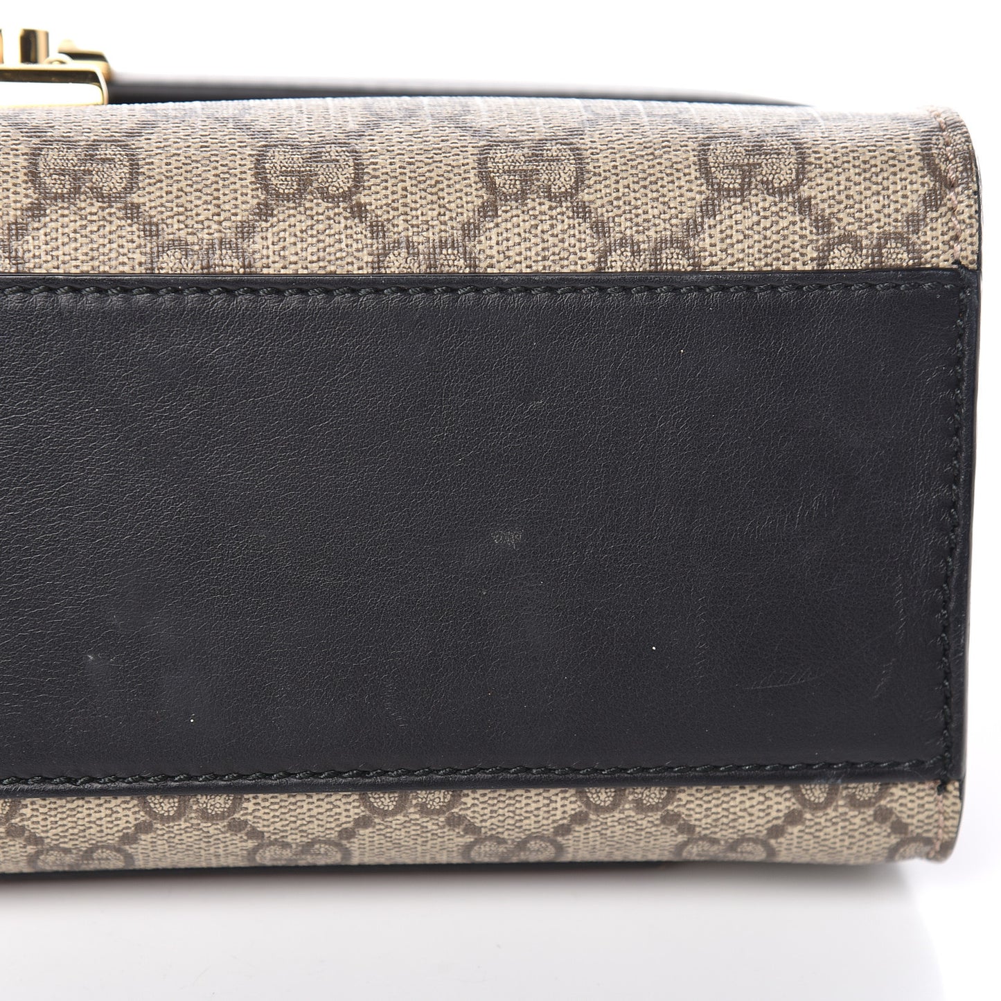 GG Supreme Monogram Calfskin Medium Padlock Shoulder Bag Beige Black Cuir